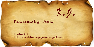Kubinszky Jenő névjegykártya